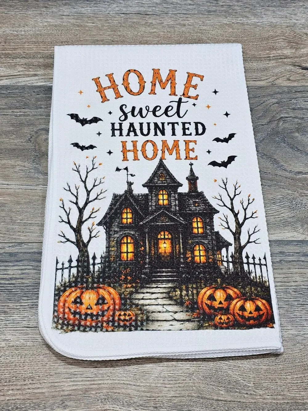 Halloween Kitchen Towel Home Sweet Haunted Home Haunted House Decor